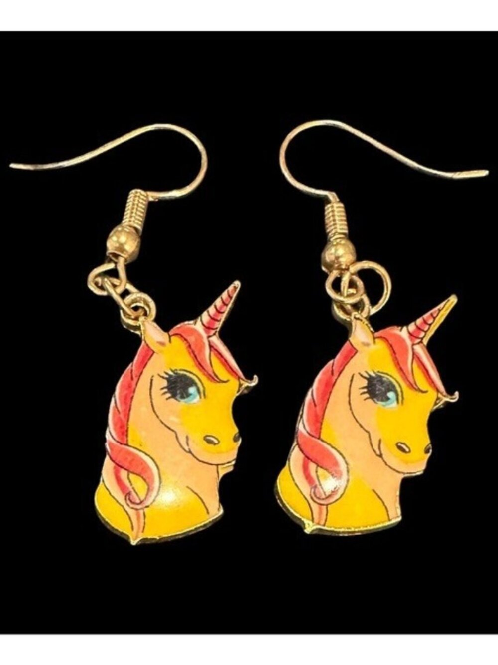 Unicorn Dangle Earrings Yellow Orange Enamel Women Teen Girls Fun Lightweight